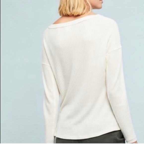 Anthropologie Akemi + Kin Waffle Knit Knot Hem Shirt Size Small - Picture 3 of 9